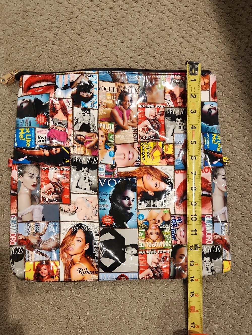 NEW Multicolor Magazine-Print Foldover Clutch